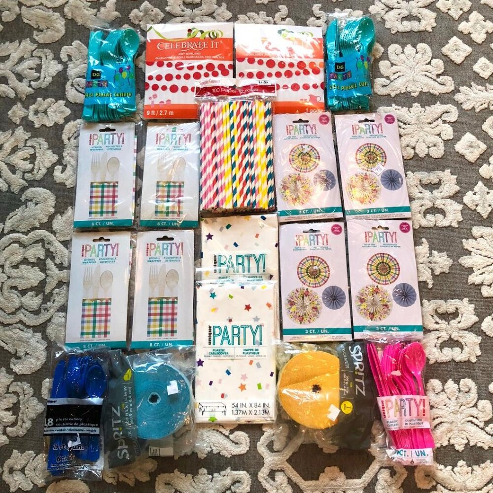 Multi-color, Rainbow color, Party Supplies Bundle, NWT, All unopened packages
